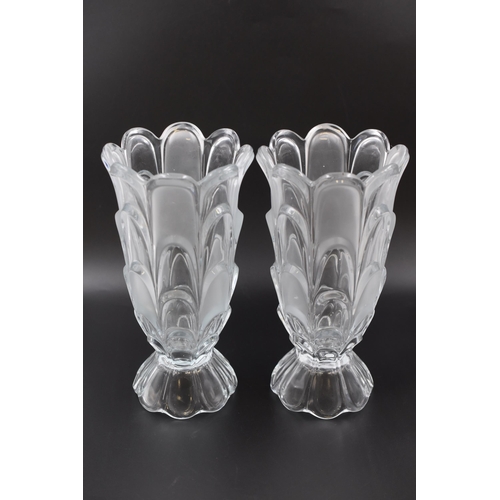 341 - Pair of Large Art Deco Glass Vases Measuring Approx 24cm high with a Diameter of 12cm