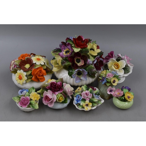 364 - Eight Fine Bone China Rose Bowls including Royal Adderley