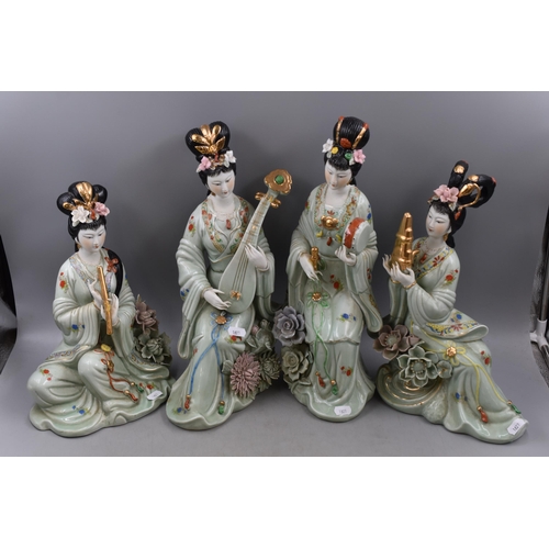 373 - Four Large Porcelain Geisha Girl Ornaments (Tallest 16