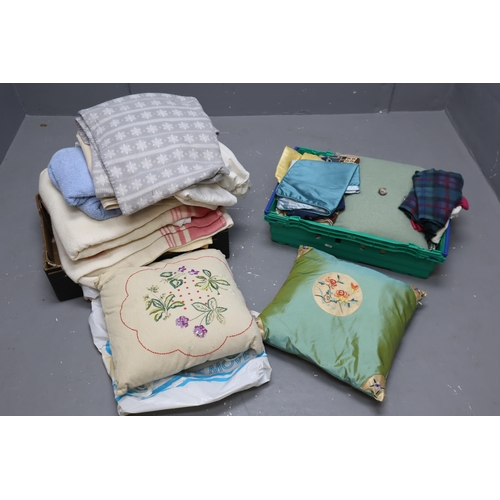 928 - Two Boxes to include Blankets, Cushion Covers, Seat Pads and more