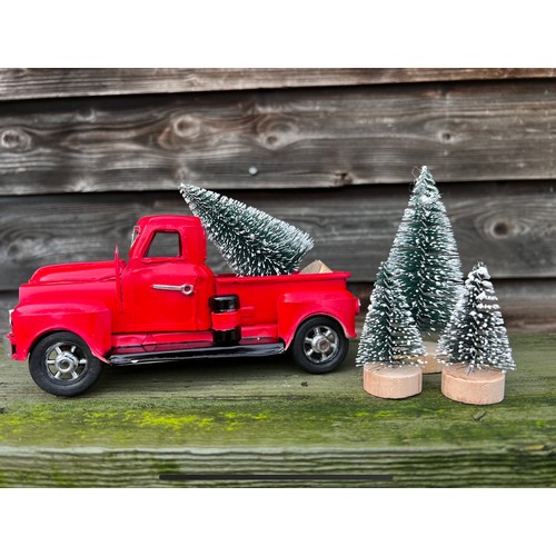 190 - Christmas Tree Delivery Decoration Red Truck with Four Trees