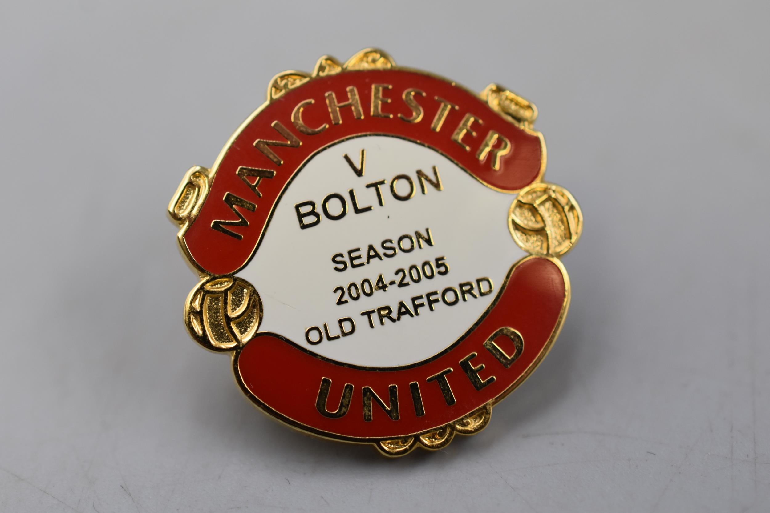 Manchester United vs Bolton Aquascutum Match Pin Badge 2004 2005 Boxed