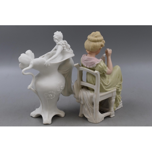 352 - Two Bisque Pottery Figures in Female Form (Tallest 8