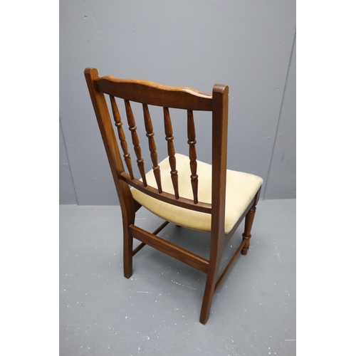 683 - Four Oak Spindle Backed Dinning Chairs with Velour Seating