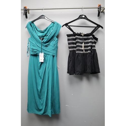 701 - Two New Clothing items to include Size 10 Green Coast Dress and Size 8 Lipsy Top. Both New with Tags