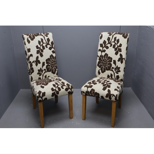 717 - Two High Back Fabric Covered Dining Chairs