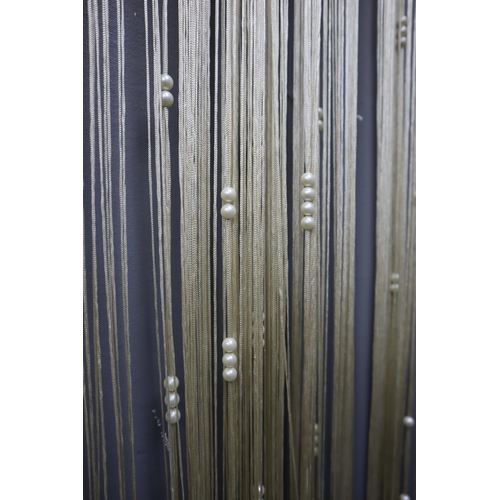 758 - Two Fringe Curtains with Pearl Decoration. 250cm Drop by 90cm wide