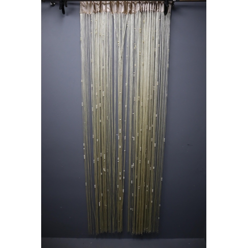 758 - Two Fringe Curtains with Pearl Decoration. 250cm Drop by 90cm wide