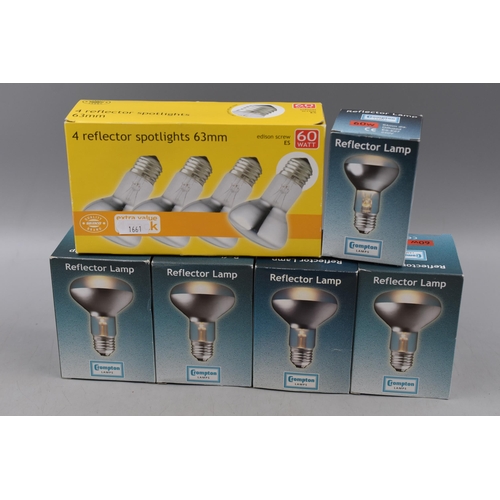 800 - Mixed Selection of Lightbulbs Including Reflector Spotlights 63mm and Reflector Lamps