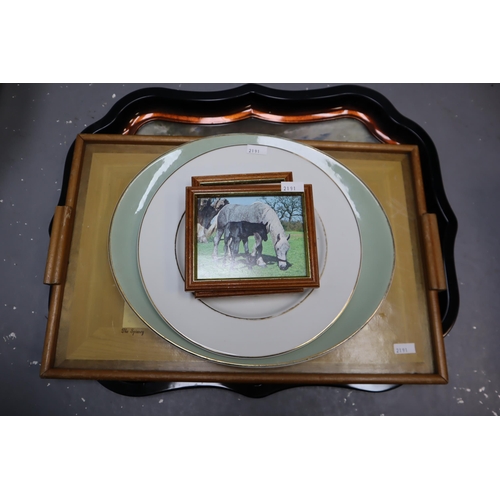 864 - Selection of Horse Related items to include Two Trays and a Selection of Plates