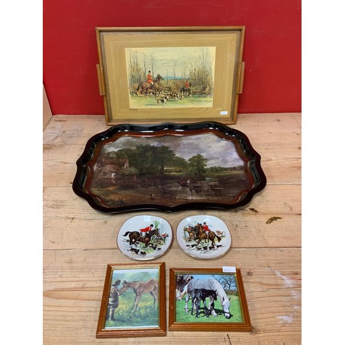 864 - Selection of Horse Related items to include Two Trays and a Selection of Plates