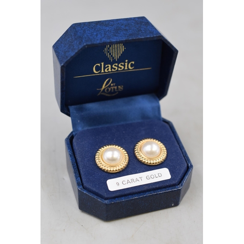 36 - A Pair of 9ct Gold Pearl Earrings, In Presentation Box