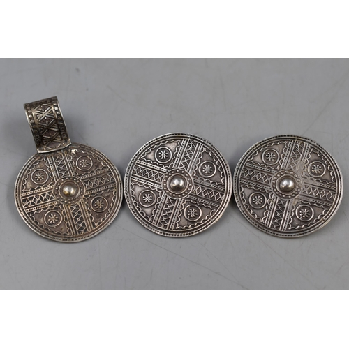 37 - Egyptian Silver Pendant and Earring Set