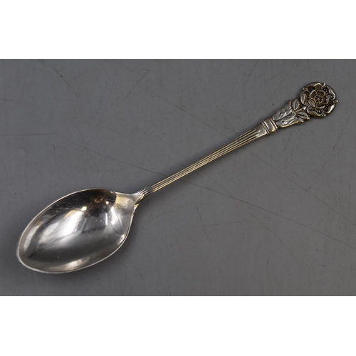 46 - A Hallmarked C Robathan & Son Birmingham Silver Lancashire Rose Teaspoon, Circa 1977