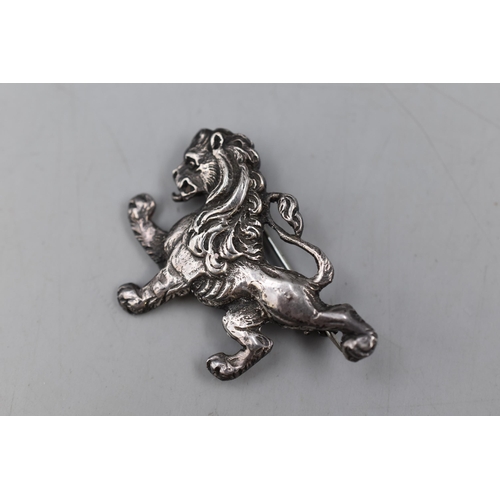 48 - Vintage Edinburgh Hallmarked Silver Lion Brooch with Makers Mark T.E Thomas Kerr Ebbutt