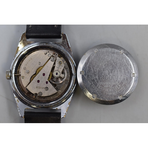 88 - An Agon 21 Jewels Mechanical Calendar Watch, With Leather Strap. Working