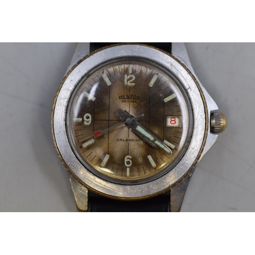 95 - A Mentor De Luxe Mechanical Calendar Watch, Working