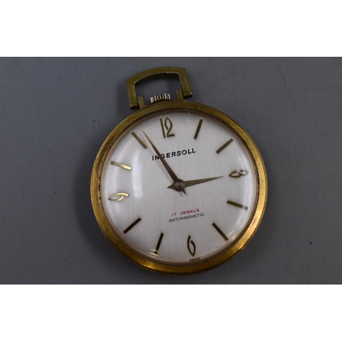 100 - An Ingersoll 17 Jewels Mechanical Pocket Watch, Working