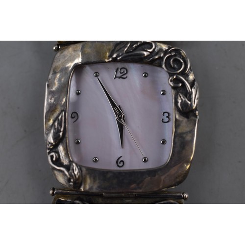 109 - Ladies Floral Bracelet Watch with Silver 925 Strap (Working)