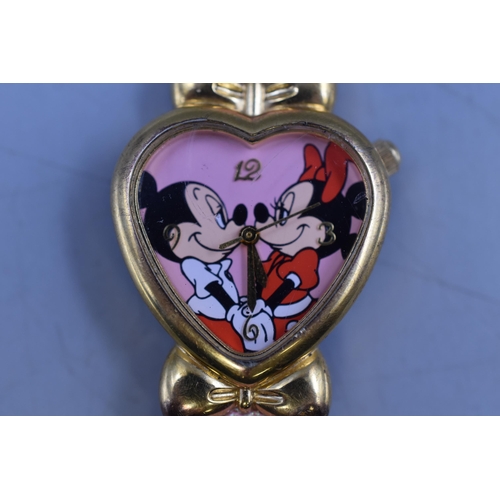 111 - Disney Mickey and Minnie Quartz Watch with Shiny Pink Strap (Working)