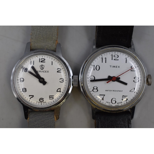 117 - Two Mechanical Watches, Includes Timex and Services. Working