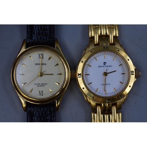 119 - A Four Ladies Quartz Watches To Include Pierre Cardin, Sekonda, Accurist, And Other