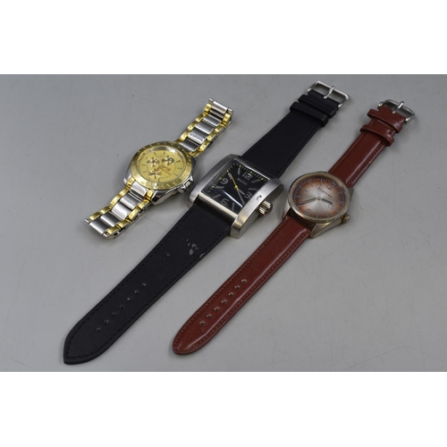 120 - Three Quartz Watches To Include Firetrap, Henley and Other. Working