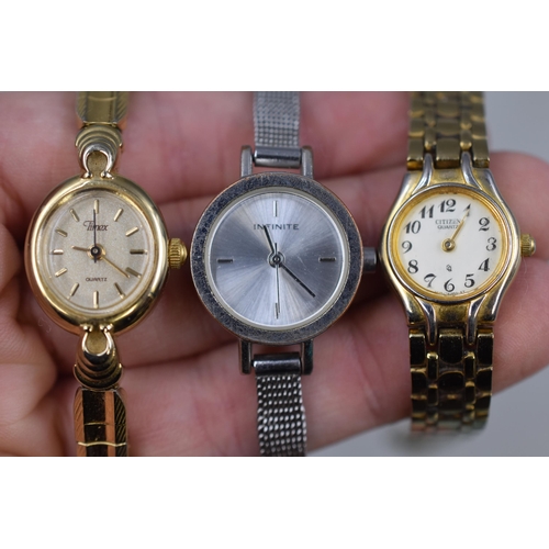 133 - Three ladies watches to inclue Timex, Infinate and Citizen Quartz