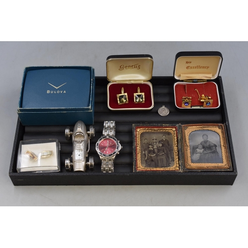 153 - Mixed Selection to include Silver St. Christopher Pendant, Philip Mercier Watch, Quartz Car Clock, C... 