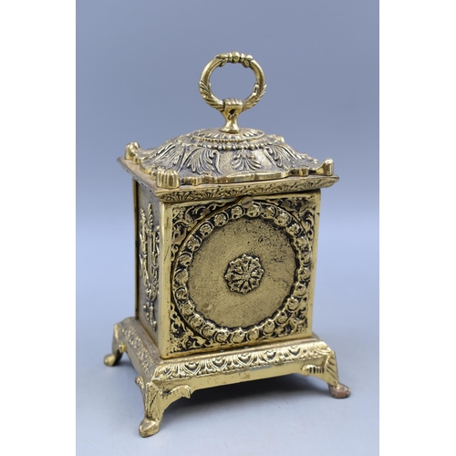 410 - A Heavy Brass French Style Mantle Clock, Approx 9