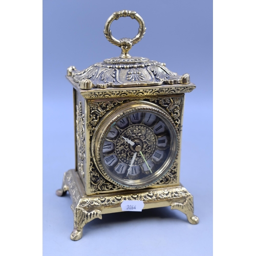 410 - A Heavy Brass French Style Mantle Clock, Approx 9