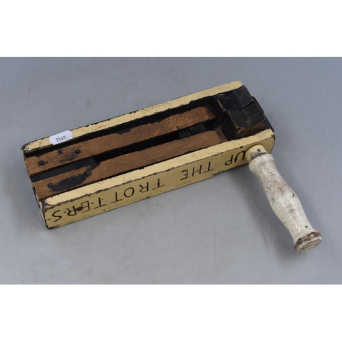 411 - Vintage Wooden Football Rattle (Marked up For Bolton Wanderers FA Cup Winners 1923,26, & 29)