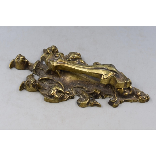 413 - A Victorian Brass Figural Door Knocker, Approx 11.5