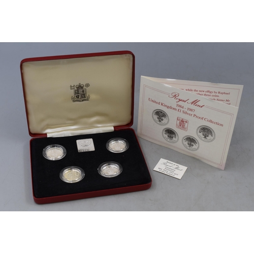 171 - Royal Mint 1984 to 1987 United Kingdom £1 Silver Proof Coin Set in Case