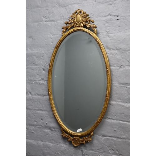 428 - Vintage French Style Oval Gilt Framed Mirror (29”)