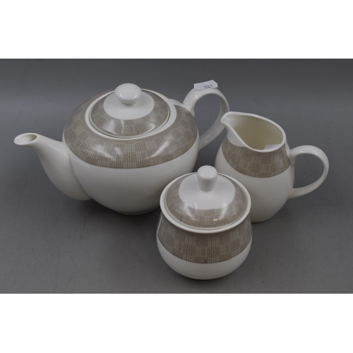 437 - Aynsley Tea Pot, Creamer and Sugar Pot in Neutral Design