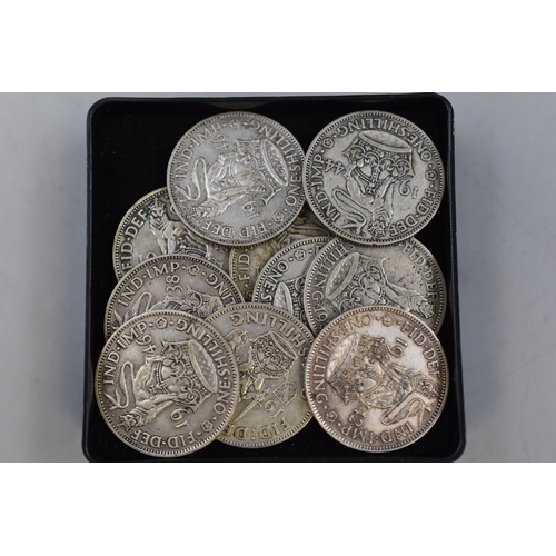 181 - A Selection of Ten UK Silver Shillings (1935-46)