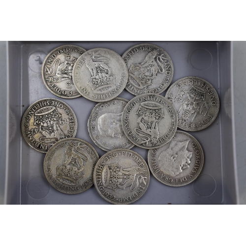 184 - A Selection of Ten UK Silver Shillings (1928-46)