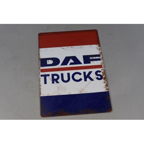 186 - Vintage Style Tin Plate DAF Trucks Sign approx 12