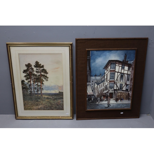 454 - Two Large Pictures to include York Shambles and a Framed and Glazed Scenic Print (Largest 32.5&rdquo... 