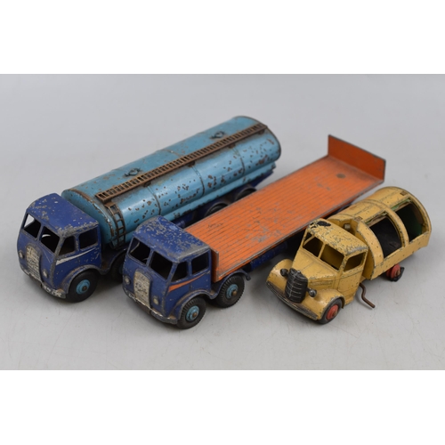 195 - Three Vintage Playworn Dinky Trucks to Include ' Foden Flatback Lorry With Tailboard and Foden Tanke... 