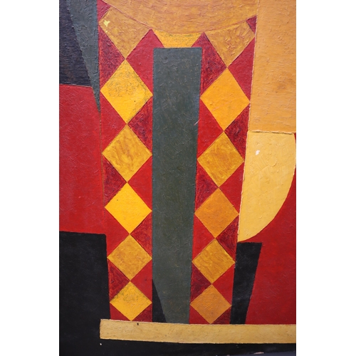 459 - A Large Vintage Picasso 'Harlequin' Reproduction Oil on Board, Approx 48