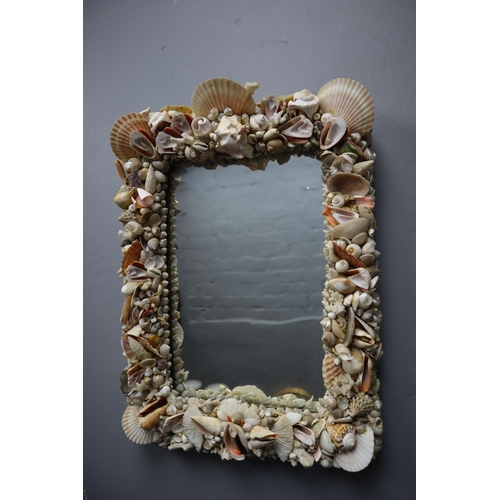 460 - Mid Century Sea Shell Framed Rectangular Mirror