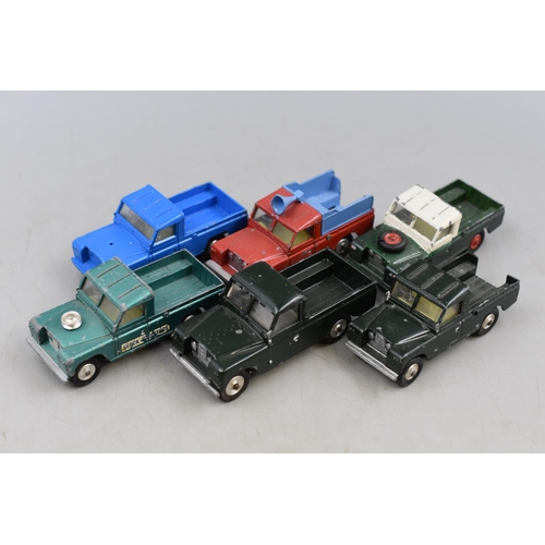 203 - Collection of Six Playworn Corgi Die-Cast Land rovers and One Triang ( Spot- On Models ) L.W.B Land ... 