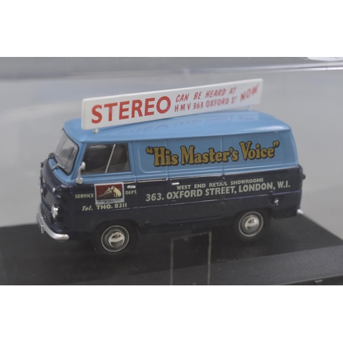 207 - Oxford Diecast Ford 400E Van Depicting 'His Masters Voice' - 1:43 Scale With Display Box