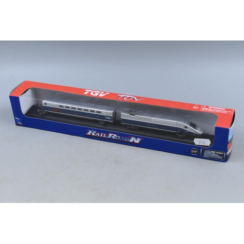 213 - RaiL Road N Die-Cast Model ' TGV-Duplex' Train, N Scale, With Box, By NewRay, appropx 11