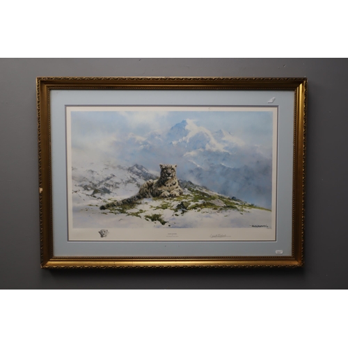 470 - Limited Edition (938/950) David Shepherd Signed Print entitled Snow Leopard in Framed and Glazed Mou... 