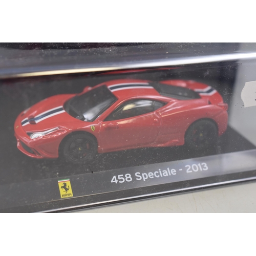 218 - Three Panini Die-Cast Model Cars, Enzo Ferrari ( 2002 ) Ferrari FXX K ( 2014 ) and Ferrari 458 Speci... 