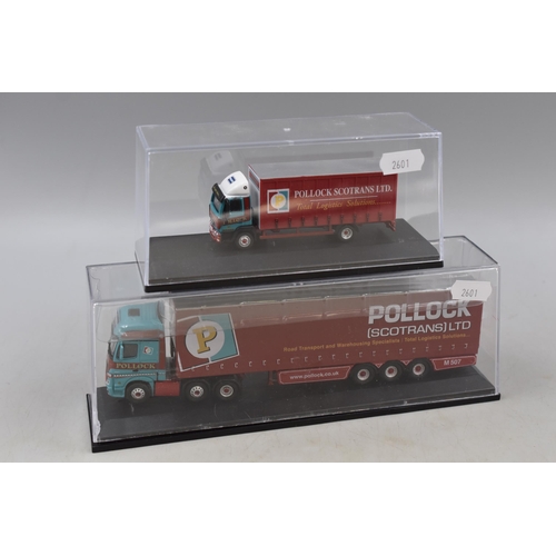 221 - Pair of Oxford Die-Cast Model Lorries Depicting ' Pollock ' Haulage of Bathgate, Scotland, Mercedes ... 