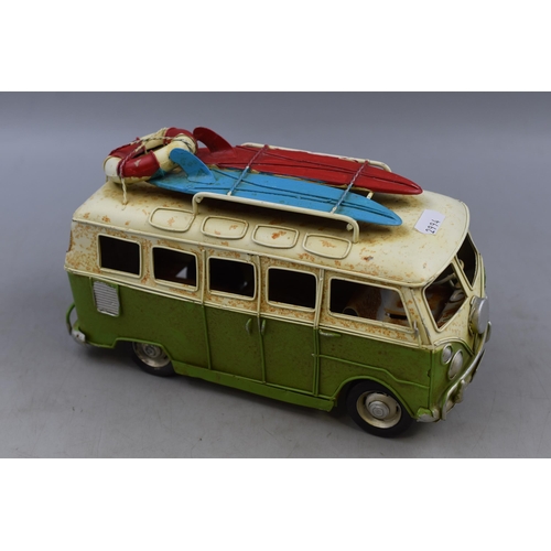 225 - A Retro Tinplate VW Campervan, Approx 10